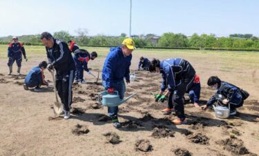 前橋市営ラグビー場に芝生を植栽しました　